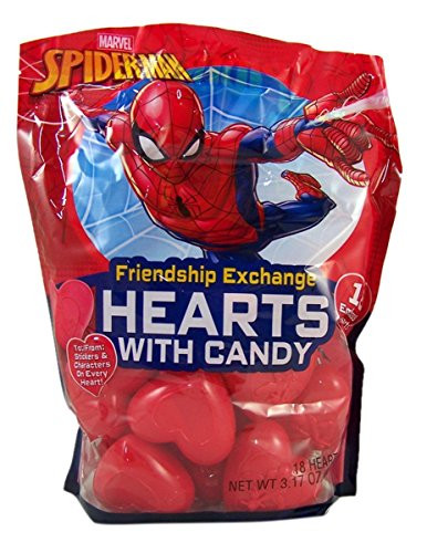 Spiderman Valentines Day Classroom Friendship Exchange Hearts with Candy 18 Count