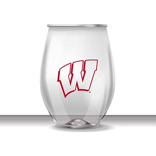 Wisconsin Badgers Stemless Shatterproof Heavy Duty Wine or Beverage Glass