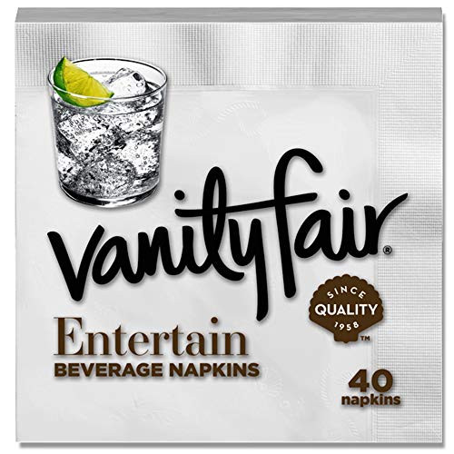 Vanity Fair Entertain Beverage Napkin 40 Count White Cocktail Paper Napkin