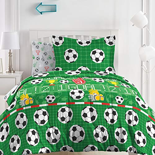 dream FACTORY Soccer Field Ultra Soft Microfiber Comforter Set Twin Green