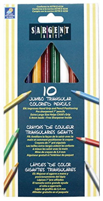 Sargent Art 227210 10Count Jumbo Triangle Colored Pencils