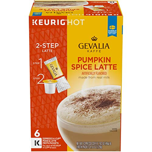 Gevalia Pumpkin Spice Latte Espresso KCup Coffee Pods and Froth Packets 6 Pods and Froth Packets