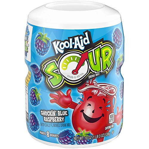 KoolAid Sour Shockin Blue Raspberry Drink Mix Pack of 4