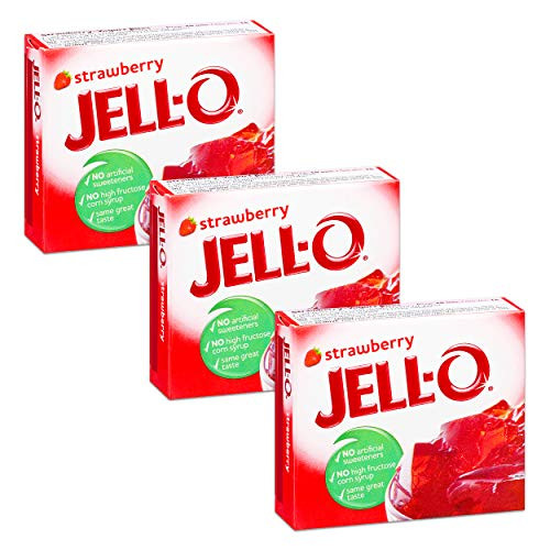 JellO Gelatin Dessert Strawberry Flavor 3Ounce Boxes Pack of 3