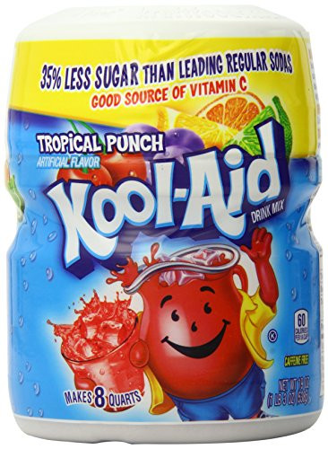 KoolAid Drink Mix Sugar Sweetened Tropical Punch 19Ounce Container Pack of 4