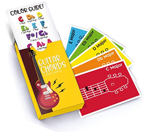 Made With Tone Guitar Chords Flash Cards a Great Gift for Music Lovers and Beginner Musicians! All The Major Chords and Notes to be a Guitarist!