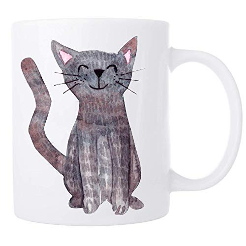 Gray Tabby Cat Gift Mug  Cute Coffee Cup for Cat Lovers