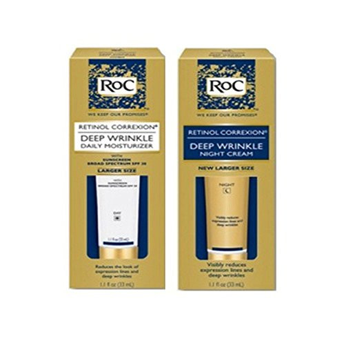 Roc Retinol Correxion Deep Wrinkle Night Cream and Daily Moisturizer SPF 30 11 Fluid Ounces Each Box Combo Pack