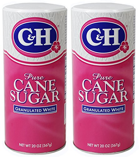 CH Pure Cane Granulated Sugar 20 Oz Easy Pour Reclosable Top Canister Pack of 2