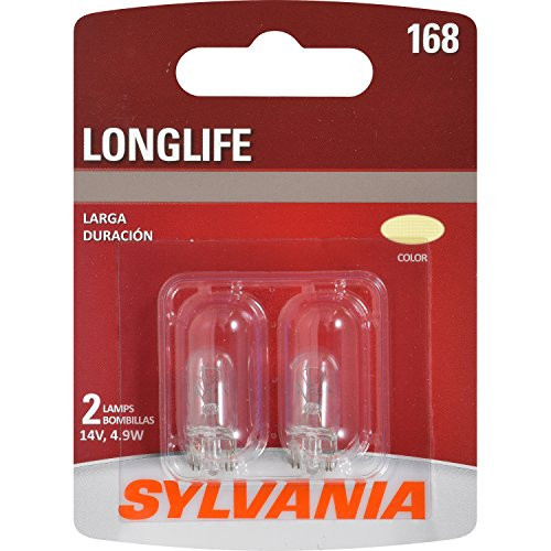 SYLVANIA  168 Long Life Miniature  Bulb Ideal for Interior Lighting  Map Dome Truck Cargo and License Plate Contains 2 Bulbs