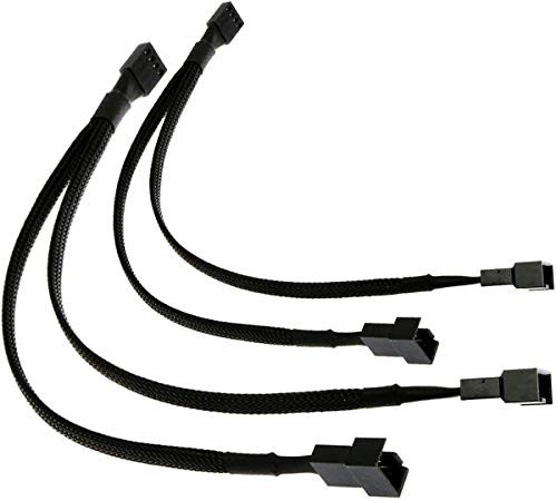 TeamProfitcom PWM Fan Splitter Adapter Cable Sleeved Braided Black Y Splitter Computer PC 4 Pin Fan Extension Power Adapter Cable 1 to 2 Converter 16 inches 2 Pack
