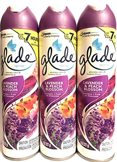 Glade Air Freshener Spray Lavender Peach Blossom Net Wt 8 OZ 227 g Per Can Pack of 3 Cans Glade Air Freshener Spray Lavender Peach Blossom Net Wt 8 OZ 227 g Per Can Pack of 3 Cans