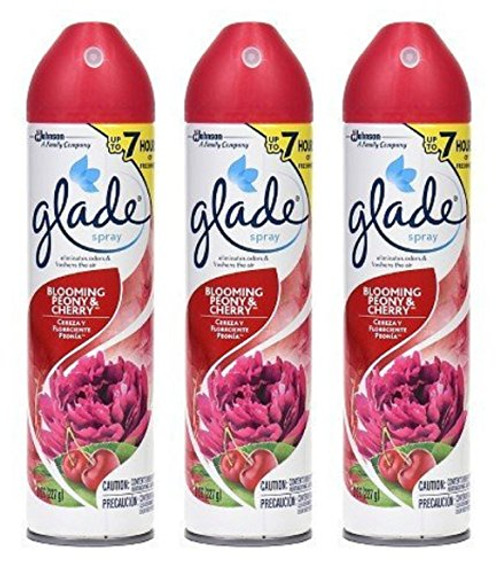 Glade Air Freshener Spray Blooming Peony Cherry Net Wt 8 OZ 227 g Per Can Pack of 3 Cans Glade Air Freshener Spray Blooming Peony Cherry Net Wt 8 OZ 227 g Per Can Pack of 3 Cans