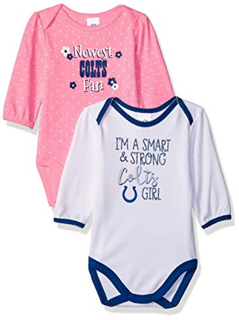 NFL Indianapolis Colts BabyGirls 2Pack LongSleeve Bodysuits Pink 03 Months NFL Indianapolis Colts BabyGirls 2Pack LongSleeve Bodysuits Pink 03 Months