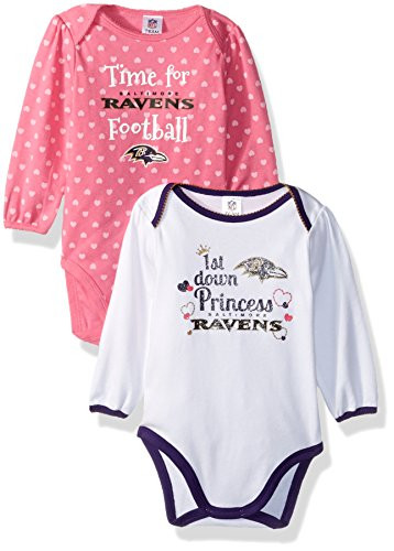 NFL Baltimore Ravens BabyGirls 2Pack LongSleeve Bodysuits Ravens 36 Months