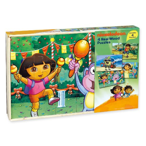 Nickelodeon Jigsaw Puzzles in Wood Box Dora the Explorer SpongeBob SquarePants