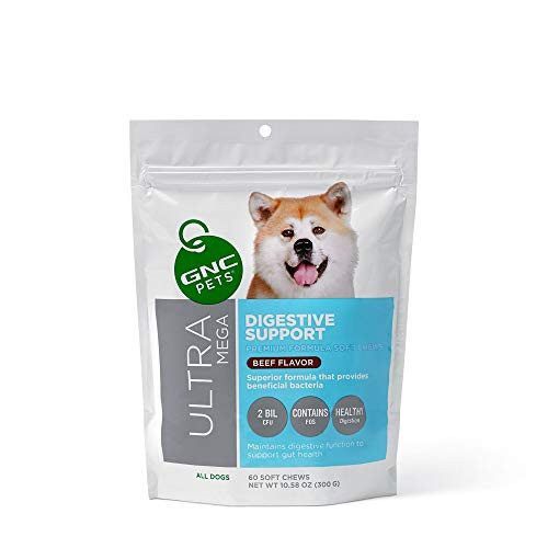 GNC Pets Ultra Mega Digestive Support Soft Chews for Dogs 60 Count  Beef Flavor  Maintains Digestive Function to Support Gut Health FF14386