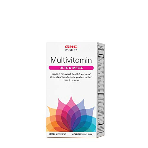 GNC Womens Ultra Mega Multivitamin 90 Caplets Supports Overall Health and Wellness in Women