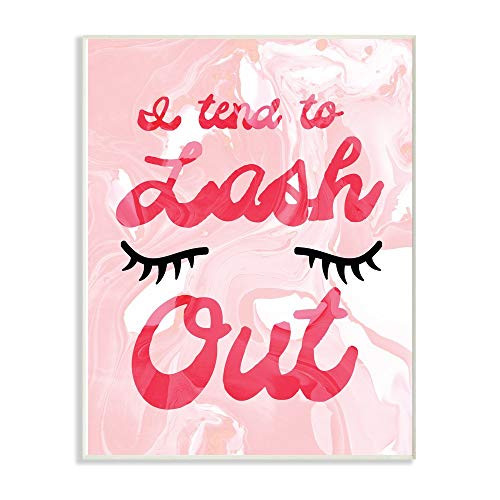 Stupell Industries I Tend to Lash Out Bright Typography with Eyelashes on Pink Marble Wall Plaque 10 x 15 MultiColor