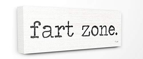 Stupell Industries Fart Zone Black and White Typewriter and Wood Grain Look Typography Canvas Wall Art 13 x 30 MultiColor