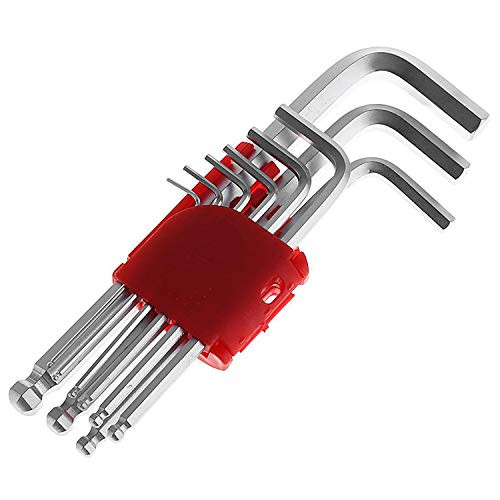 WANLING Hex Key 9pcs Wrench Set BallEnd THandle Metric Allen Key Wrench Set Short Arm Metric 1510mm Industrial CRV Steel Tools  Silver