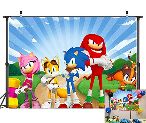 Sonic The Hedgehog Photography Backdrops Baby Shower Sonic Birthday Party Background Kids Newborn Photo Studio Props 5x3ft