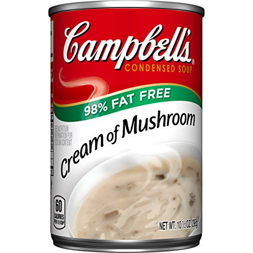 Campbells 98 Fat Free Condensed Soup Cream of Mushroom 105 Ounce Campbells 98 Fat Free Condensed Soup Cream of Mushroom 105 Ounce