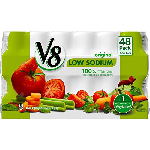 V8 Low Sodium 100 Vegetable Juice 55 oz can Pack of 48
