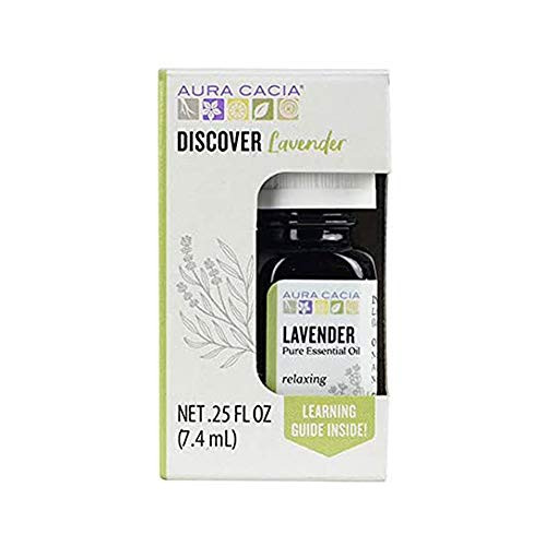 Aura Cacia Discover 100 Pure Lavender Essential Oil GCMS Tested for Purity 74 ml 025 fl oz in Box with Uses Insert Lavandula angustifolia Aura Cacia Discover 100 Pure Lavender Essential Oil GCMS Tested for Purity 74 ml 025 fl oz in Box with Uses Insert Lavandula angustifolia