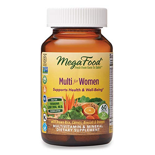 MegaFood Multi for Women Supports Optimal Health and Wellbeing Multivitamin and Mineral Dietary Supplement Gluten Free Vegetarian 60 tablets 30 servings