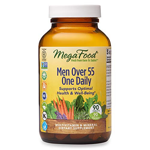 MegaFood Men Over 55 One Daily Supports Optimal Health and Wellbeing Multivitamin and Mineral Dietary Supplement Vegetarian 90 tablets 90 servings