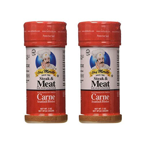 Chef Merito Steak  Meat Seasoning Powder Carne Asada  Bistec 3 oz Pack of 2  Chicken Nuggets Thighs Steak Seasoning Grilled Meat Seasoning