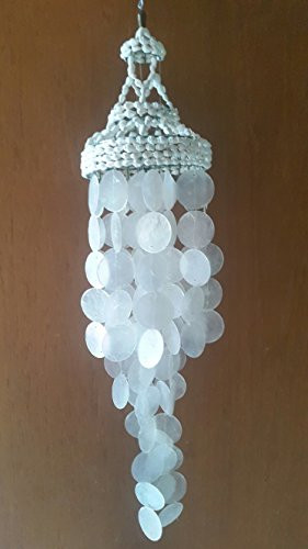 EastJ White Nassa Capiz Wind Chime 24