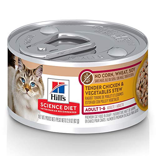 Hills Science Diet Adult No Corn Wheat or Soy Canned Wet Cat Food Chicken and Vegetables Recipe 29 oz 24 pk White