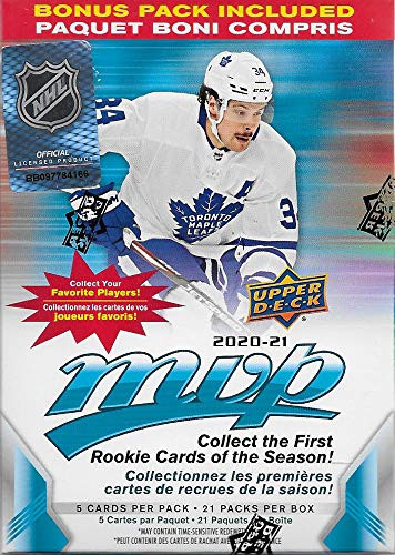 2020 2021 Upper Deck MVP NHL Hockey Series Unopened Blaster Box of 21 Packs with Chance for Rookies Plus #1 Draft Picks Cards and Blaster Exclusive Gold Scripts