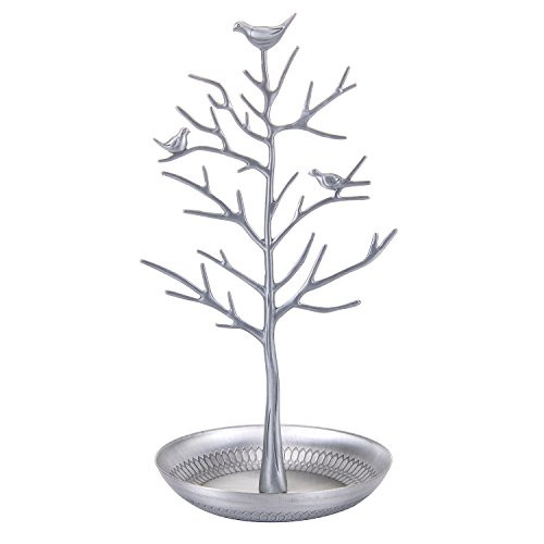 ChezMax Outdoor Antique Birds Tree Stand Jewelry Display Necklace Earring Bracelet Holder Organizer Rack Tower Silver ChezMax Outdoor Antique Birds Tree Stand Jewelry Display Necklace Earring Bracelet Holder Organizer Rack Tower Silver