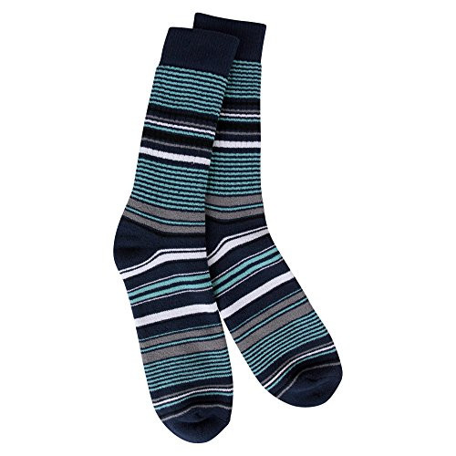 Worlds Softest Mens 1902 Collection Metro Crew Socks One Size Fits Most Navy Multi Stripe