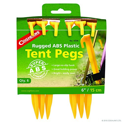 Coghlans ABS Tent Peg 12 inches 6 Pack Yellow