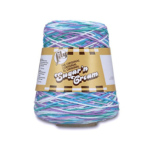Lily Sugarn Cream Cotton Cone Yarn 14 oz Beach Ball Blue Ombre 1 Cone