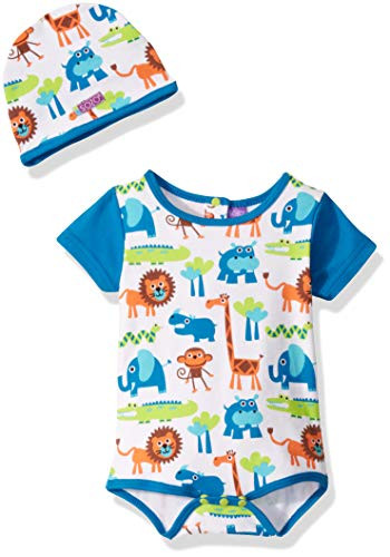 Sozo Baby Boys Jungle Print Bodysuit  Hat Set Multi 12 Months
