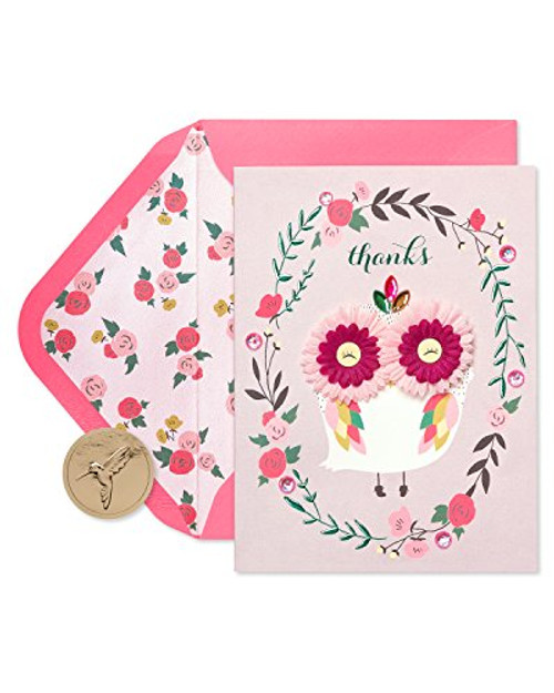 Papyrus Thank You Cards with Envelopes Lovely Owl 8Count