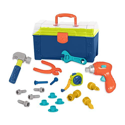 Battat  Battat Busy Builder Tool Box  Durable Kids Tool Set  Pretend Play Construction Tool Kit for Kids 3 years 20Pcs