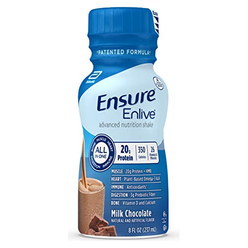 Ensure Enlive Meal Replacement Shake 20g Protein 350 Calories Advanced Nutrition Protein Shake Milk Chocolate 8 fl oz 16 Bottles