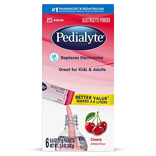 Pedialyte Electrolyte Powder Cherry Electrolyte Hydration Drink 06 oz Powder Packs 6 Count