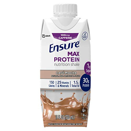 Ensure Max Protein Nutritional Shake with 30g of Protein 1g of Sugar High Protein Shake Cafe Mocha 11 fl oz 12 Count