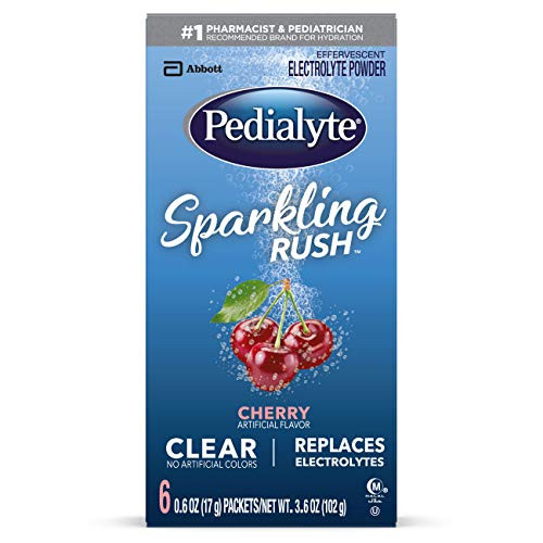 Pedialyte Sparkling Rush Electrolyte Powder Cherry Sparkling Electrolyte Hydration Drink 06 oz Powder Pack 6 Count