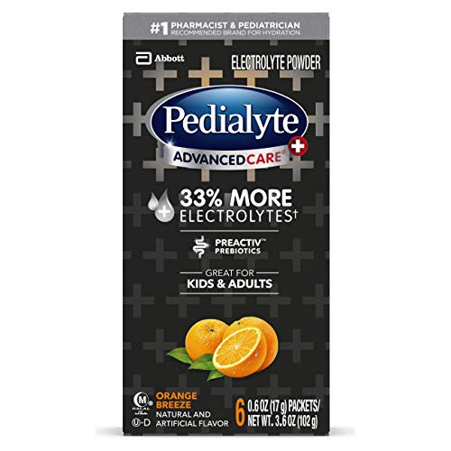 Pedialyte Advancedcare Plus Electrolyte Powder With 33 More electrolytes  Preactiv Prebiotics Orange Breeze Electrolyte Drink Powder Packets 06 Oz 6 Count
