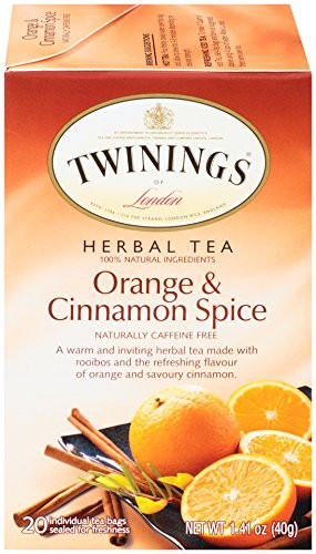 Twinings of London Orange  Cinnamon Spice Herbal Tea Bags 20 Count Pack of 6