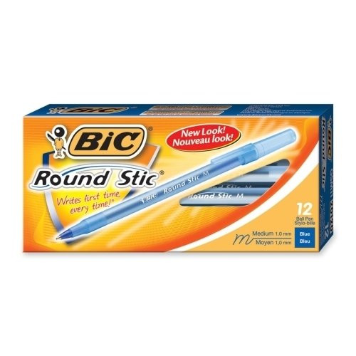 Bic Corporation Round Stic Ballpoint Pen Med Point Blue Ink