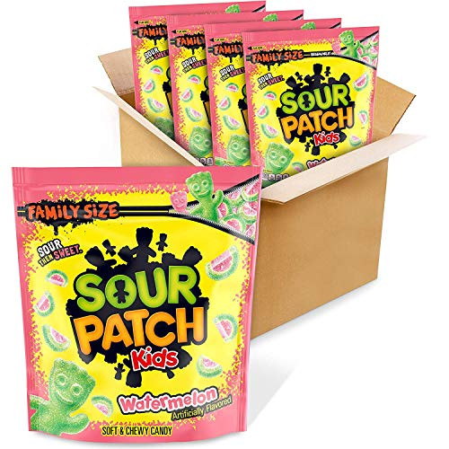 SOUR PATCH KIDS Watermelon Soft  Chewy Candy Bulk Halloween Candy Family Size 4  18 lb Bags